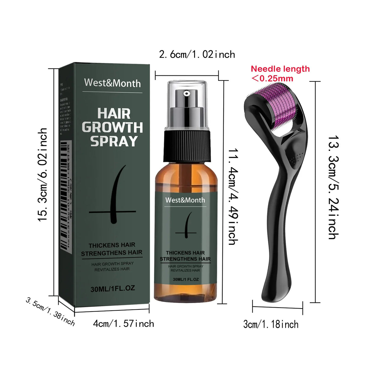 Men's Beard Growth Spray Kit & 0.25mm Micro Roller – 30ml