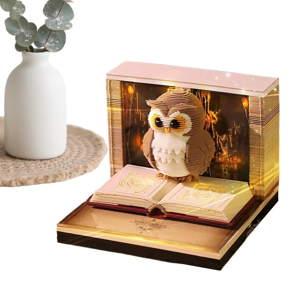 3D Tear Away Mini Desk Calendar 2026 Time Owl-shaped Carving Notepad