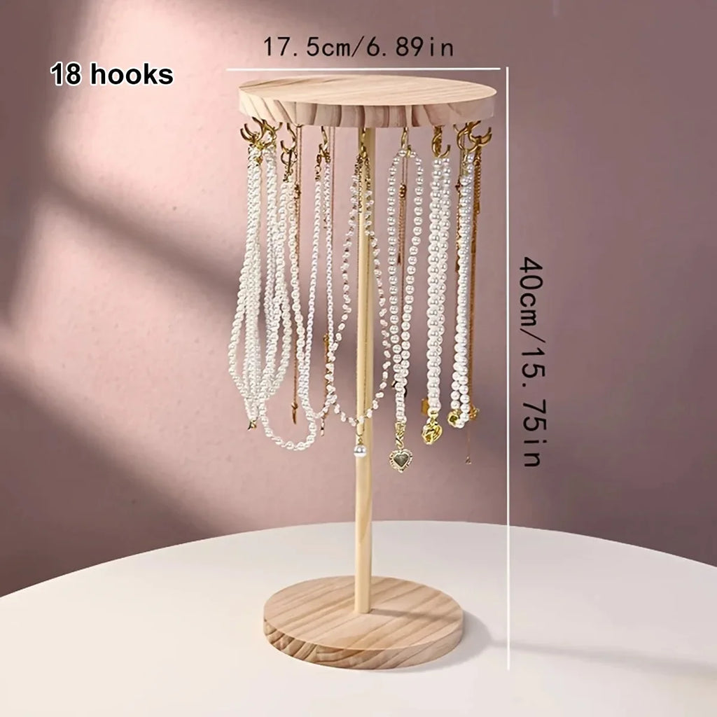 Wooden Jewelry Rack Necklace Earring Pendant Display Manager Hook