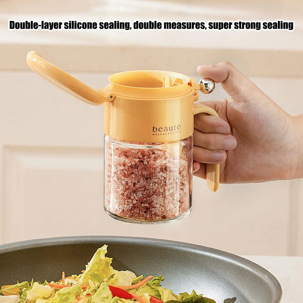 Seasoning Jars Clear Glass Containers Lids Airtight Storage Organizer