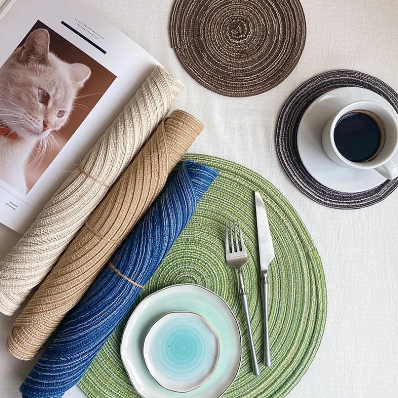 Nordic Round Woven Placemat | Ramie Cotton Yarn Table Mat