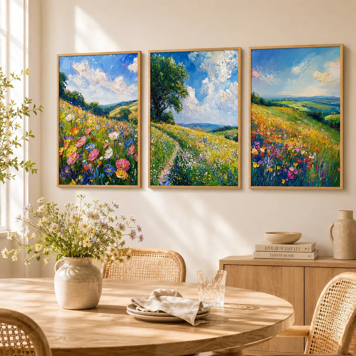 Wildflower Meadow Canvas Wall Art | Spring Landscape Print