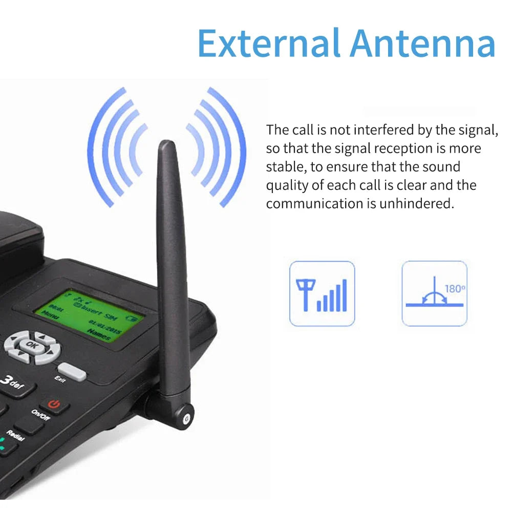 2G Fixed Wireless Desktop Phone | Dual SIM, Radio & Alarm Clock