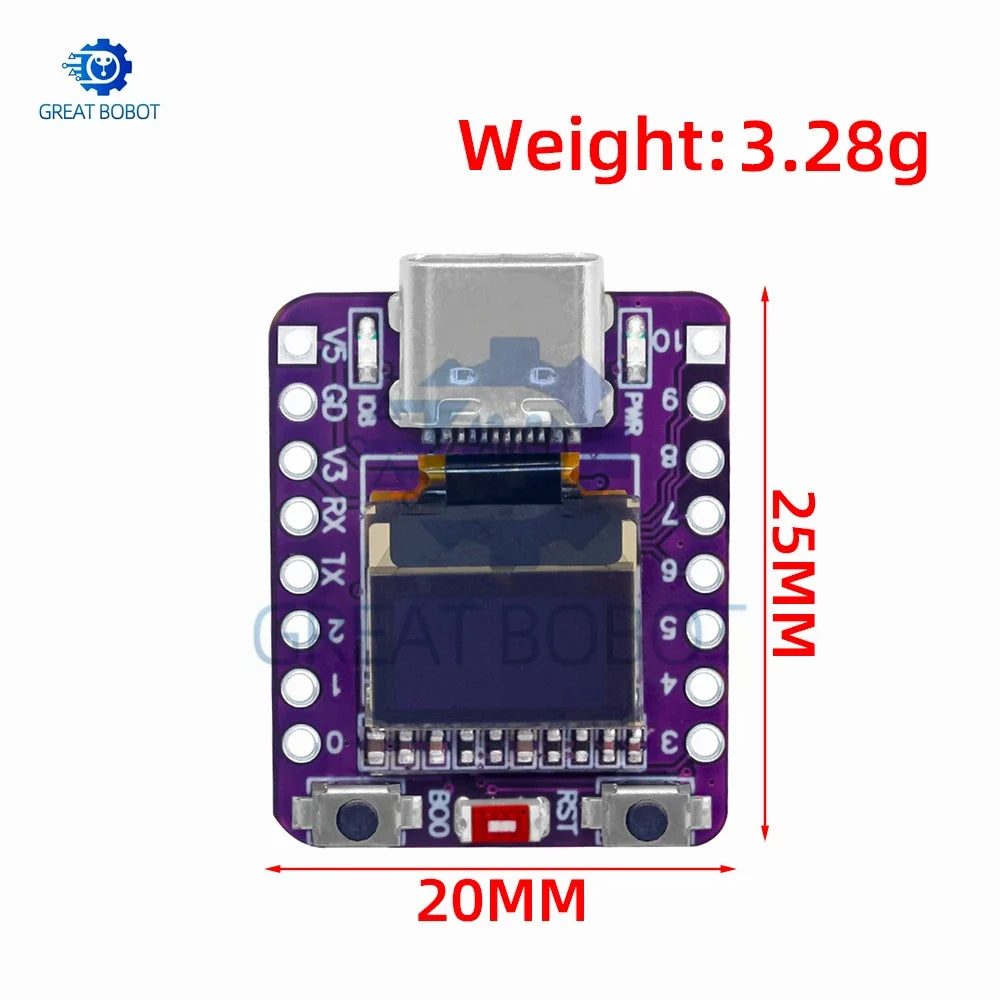 Mini ESP32-C3 Dev Board – Wi-Fi, Bluetooth & OLED Display