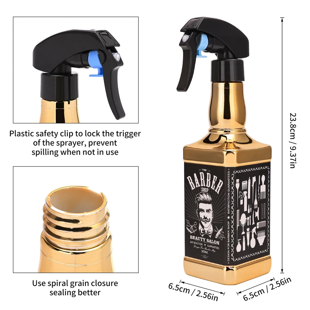 5-Piece Gold Barber Tools Set – Combs, Scissors & Spray Bottle