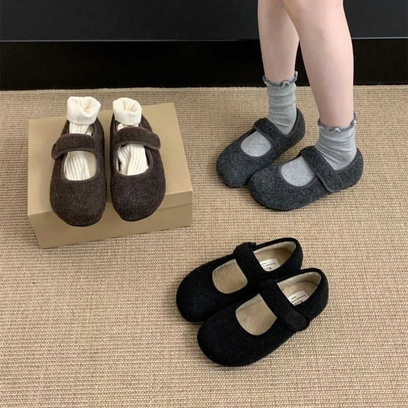 Women's Plush-Lined Cotton Flat Shoes – Warm Mary Janes