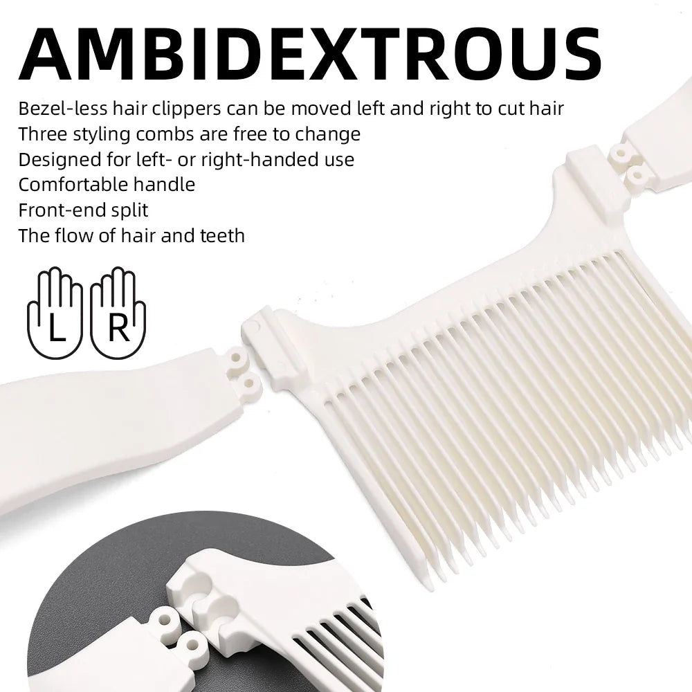3-Size Long Handle Barber Flat Top Cutting Comb Set