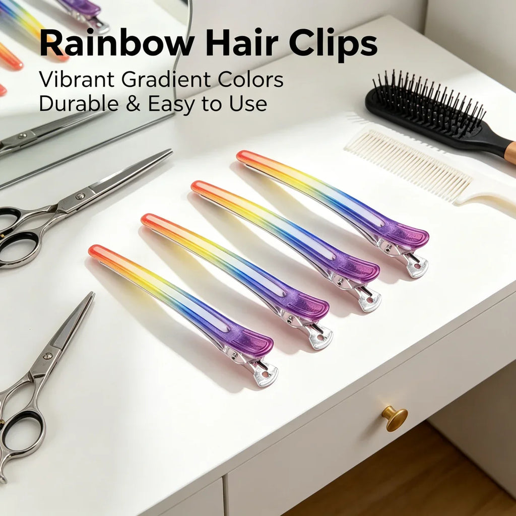 Rainbow Hair Sectioning Clips – Pro Styling Clamps (4–12 Pcs)