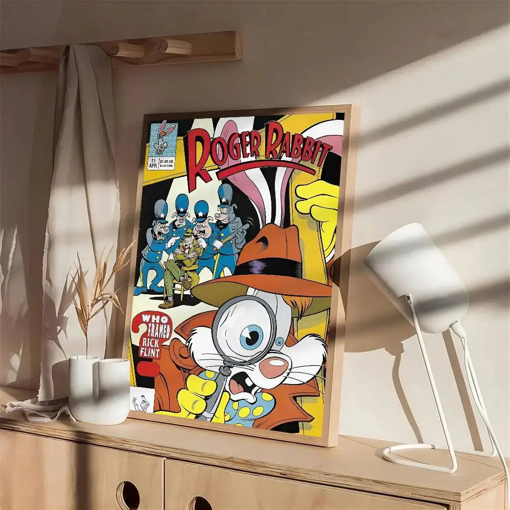 Cartoon Rabbit Self-Adhesive Wall Poster – Waterproof Mural Art