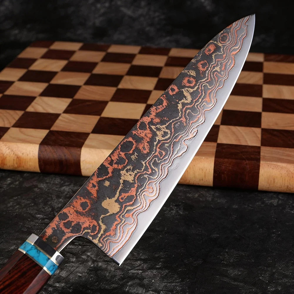 XITUO 8-Inch Copper Damascus Chef Knife – 33-Layer Forged