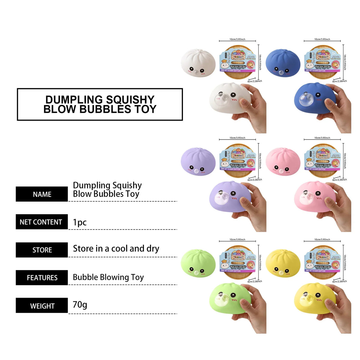 Dumpling Squishy Bubble Blowing Fidget Toy – Sensory Squeeze