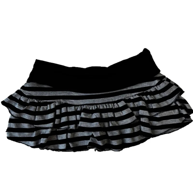 Y2K Striped Color Block A-Line Mini Skirt | Women's Street Style