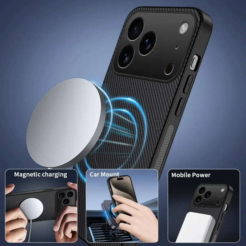 Magnetic Carbon Fiber iPhone 17 Pro Max Case | MagSafe