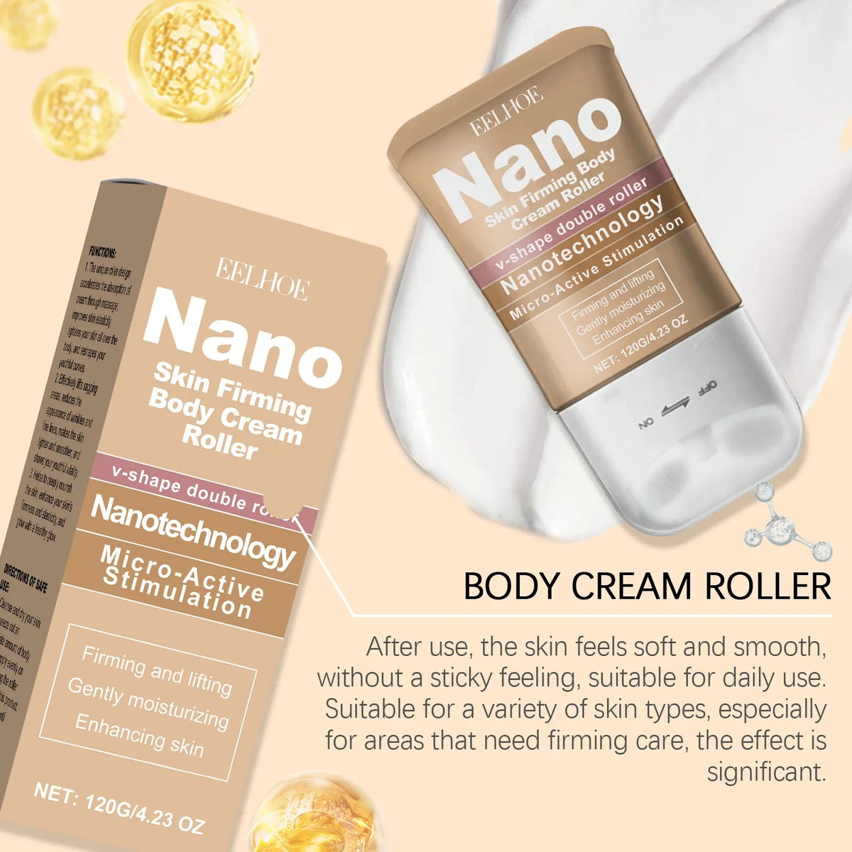 EELHOE Bee Venom Firming Body Cream Roller + Vitamin E 120g
