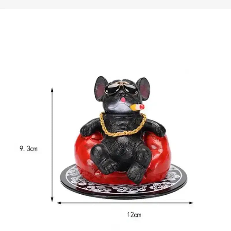 Bulldog Car Dashboard Figurine – Resin Dog Ornament Decor
