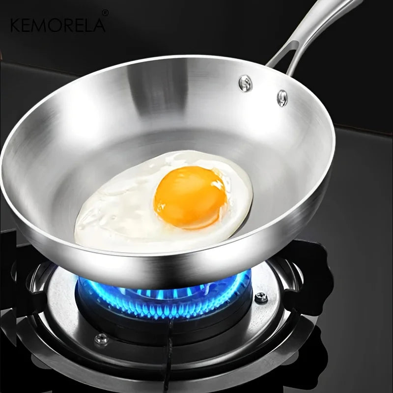 KEMORELA 316 Stainless Steel Frying Pan & Silicone Spatula