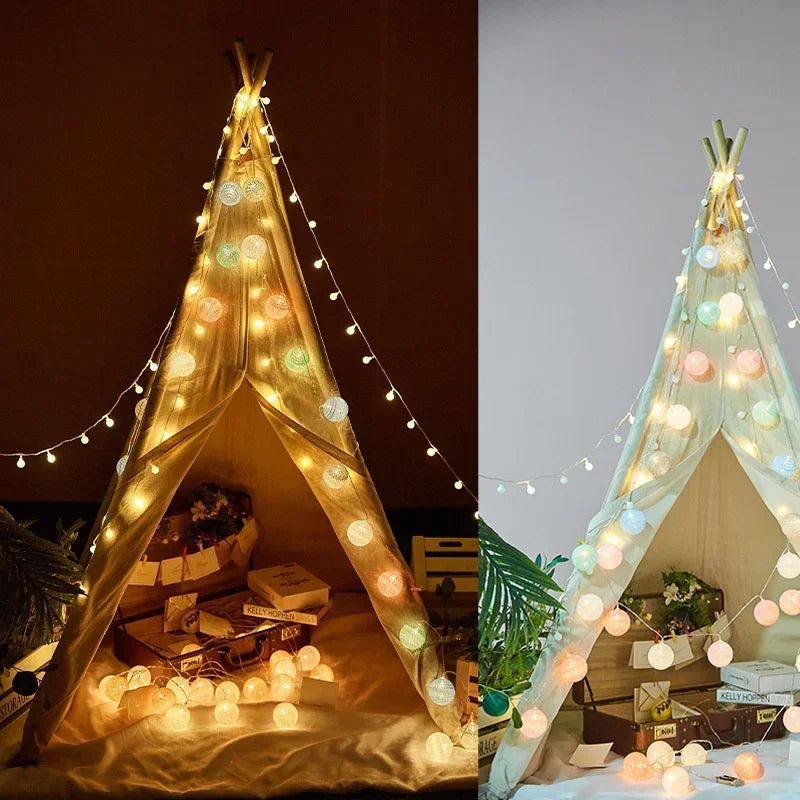 20 LED Cotton Ball String Lights – Fairy Garland Home & Garden