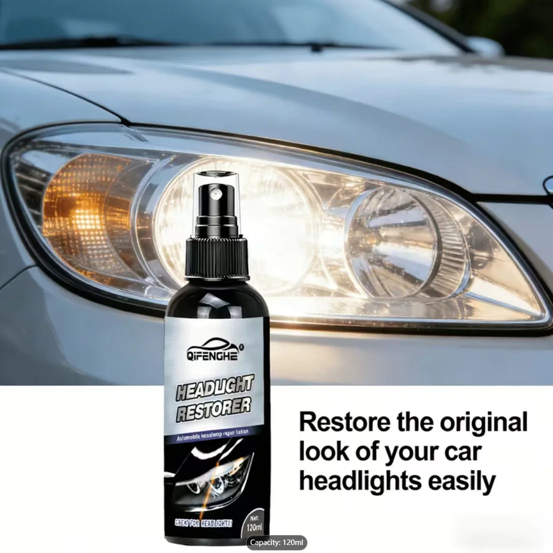 Headlight Restorer & Protectant – Clears Faded Yellow Lenses