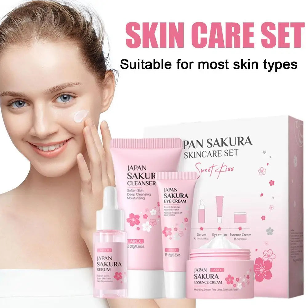 LAIKOU Sakura Skincare Set – 5-Piece Cleanser Toner Serum Eye Cream