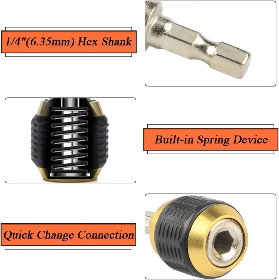 3-Pc Hex Quick-Change Adapter Set | Self-Locking Bit Holder