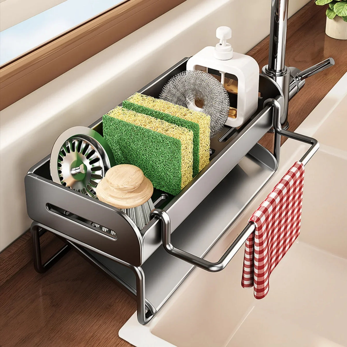 Kitchen Sink Sponge Holder – Rust-Resistant Sink Storage Rack