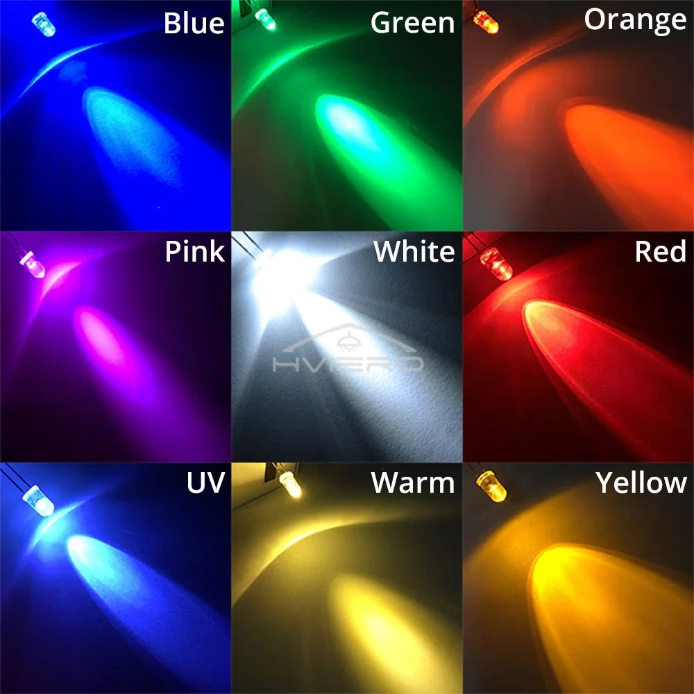 100pcs 5mm LED Diodes – Super Bright Water Clear DIY Bulbs