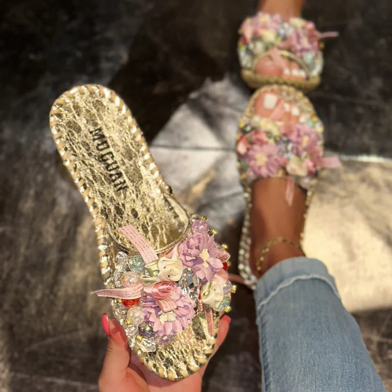 UXST Women Platform Slippers – Floral Bohemian Flat Sandals