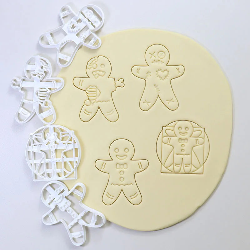 Christmas Gingerbread Cookie Cutters DIY Snowflake Santa Plastic Mold