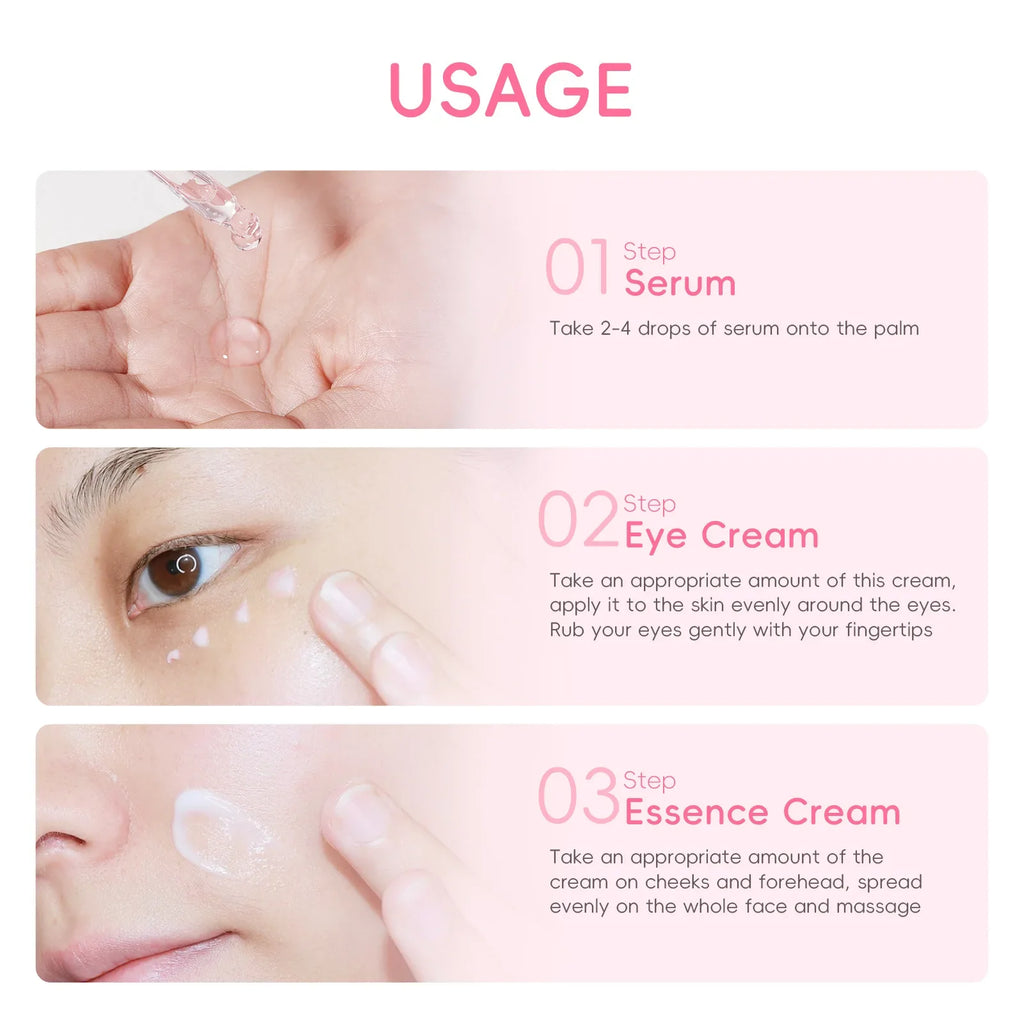 LAIKOU Sakura 3-Piece Skin Care Set – Serum, Eye Cream & Cream