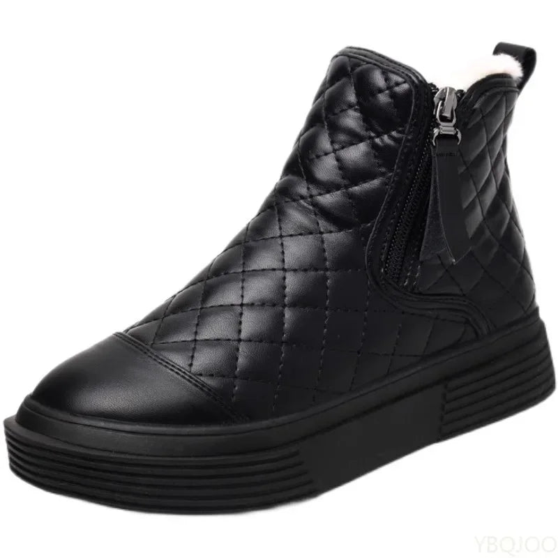 YBQJOO Women's Ankle Snow Boots – Warm Non-Slip Winter Zip