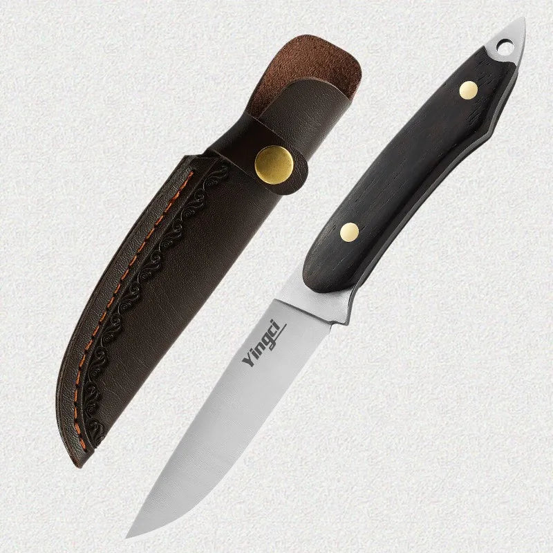 Forged Kitchen Knife – 4Cr13 Steel & Wood Handle + Sheath
