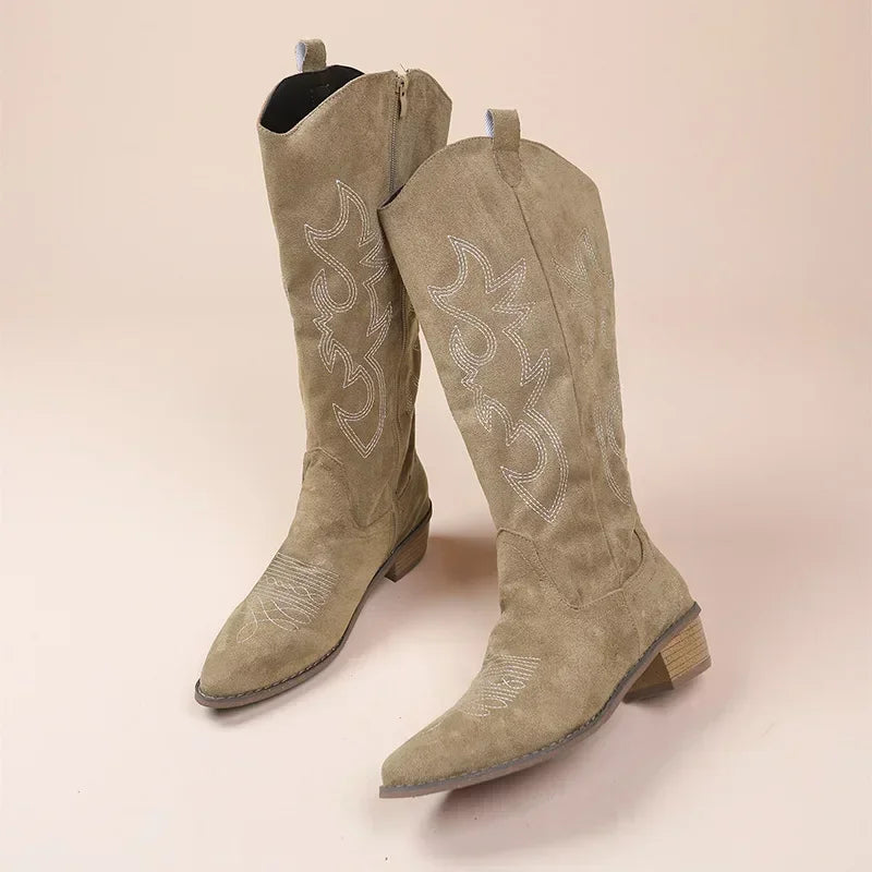 Women's Embroidered Western Knee-High Cowboy Boots