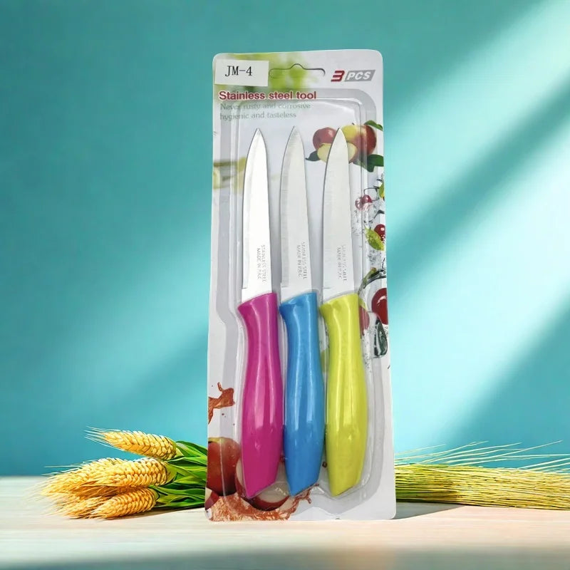 3-Piece Stainless Steel Paring Knives Set – Fruit & Kitchen