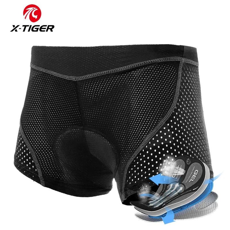 X-TIGER Men's 5D Gel Padded Cycling Boxer Shorts – MTB & Road