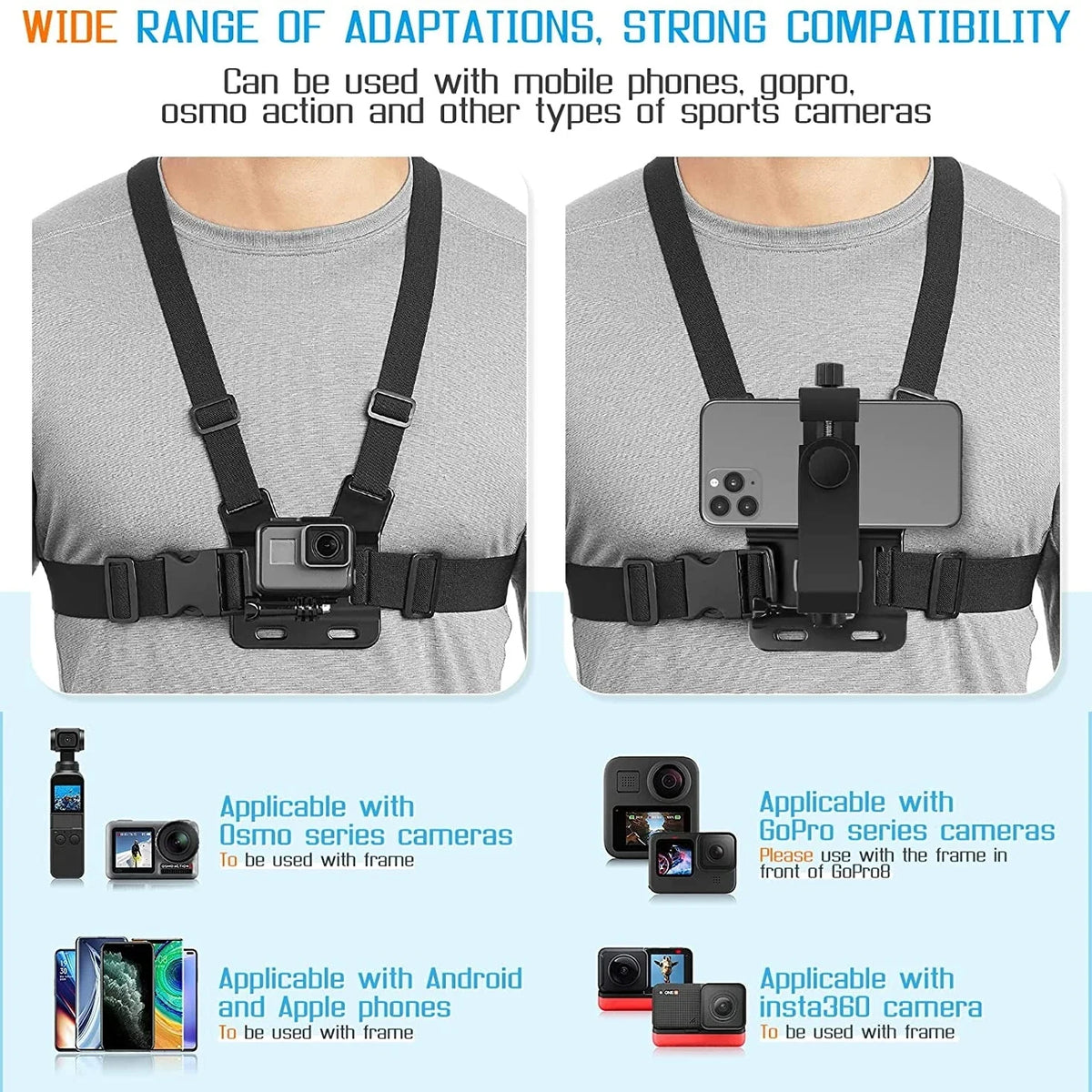 Phone & Action Camera Chest Strap Mount | GoPro & Smartphone