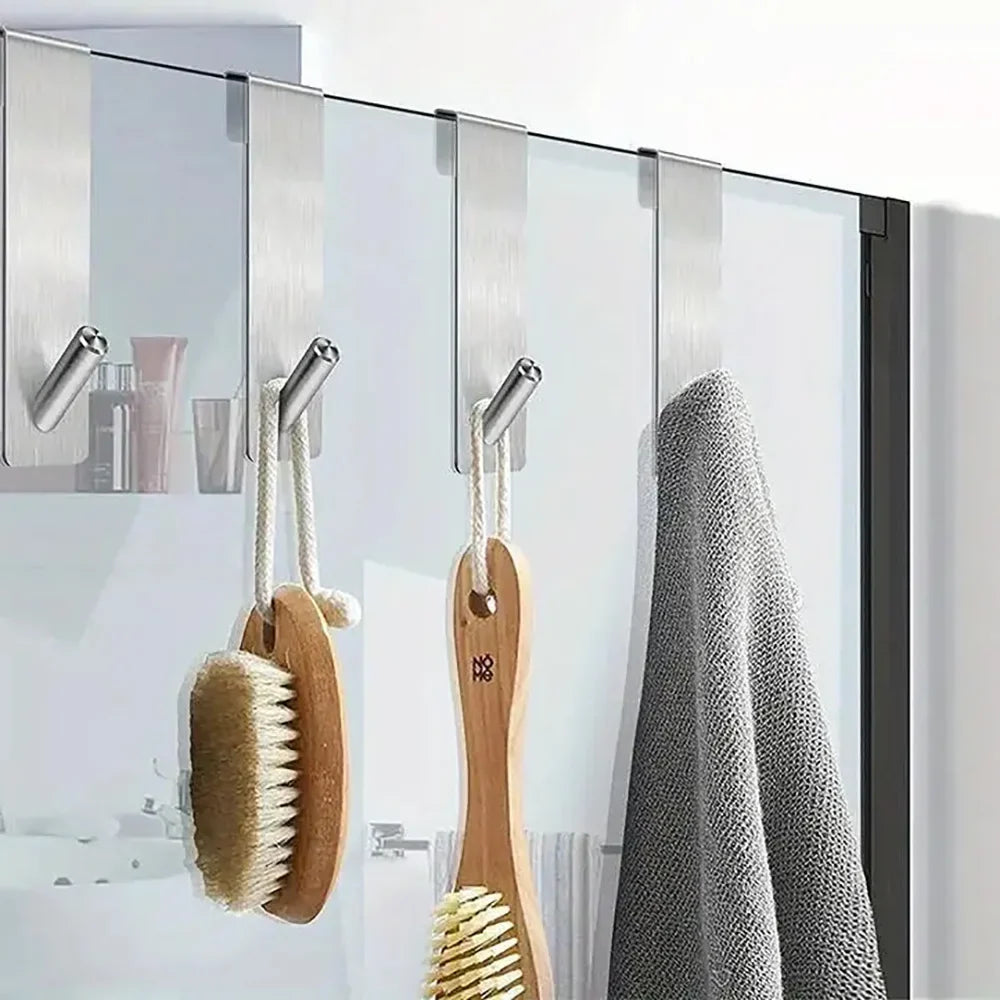 3-Pack Stainless Steel Over-the-Door Hooks | Towel & Robe Hangers