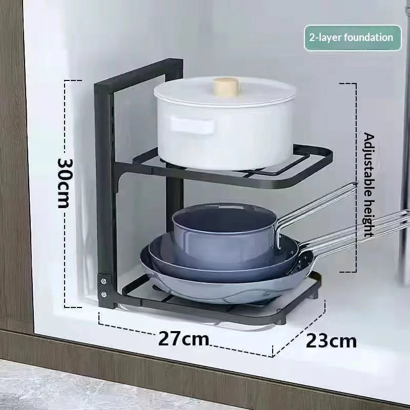 Stainless Steel Multi-Layer Pot Rack Under-Sink Organizer