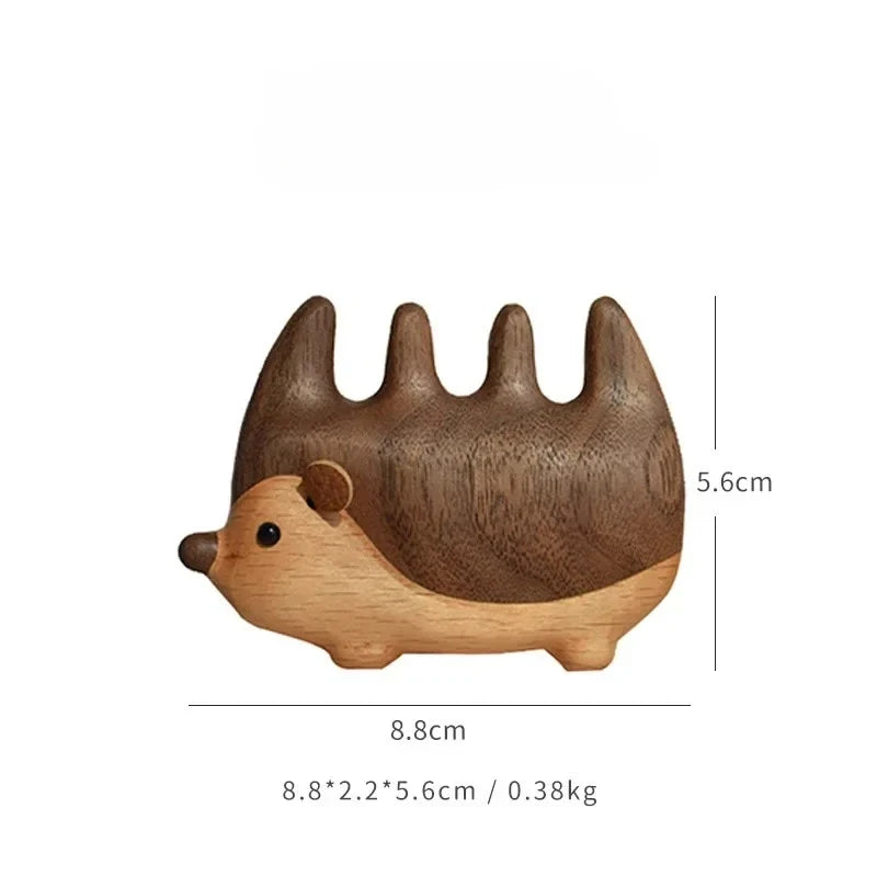 Cartoon Hedgehog Black Walnut Wood Scalp Massage Comb