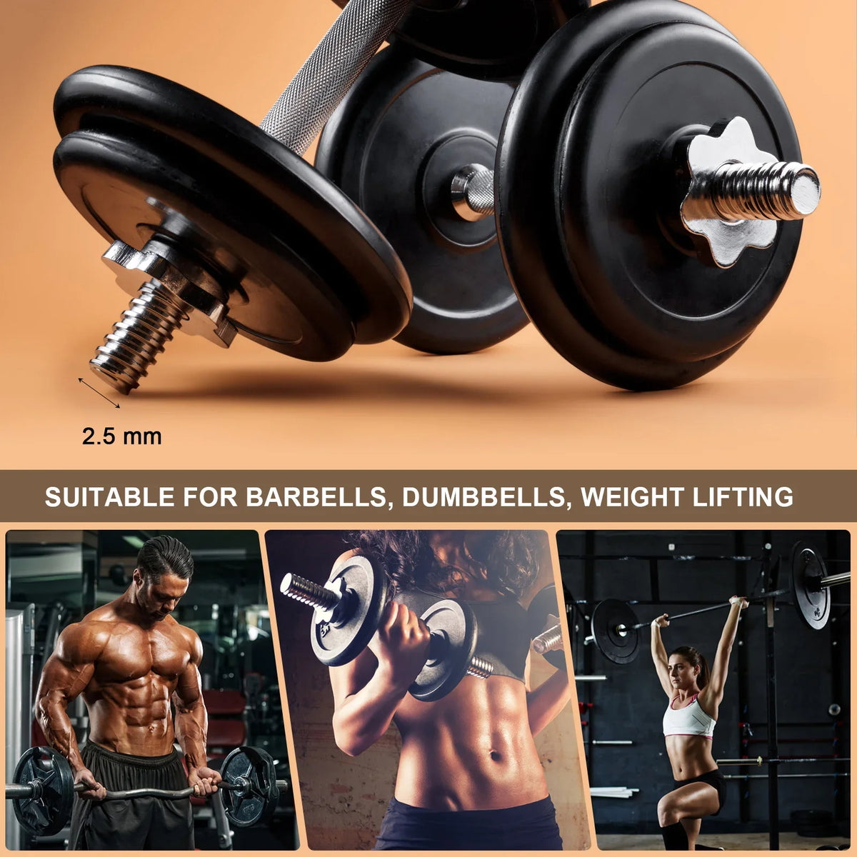 Anti-slip Weight Lifting Nut Dumbbell Handbell Bar Clip Lock Screw