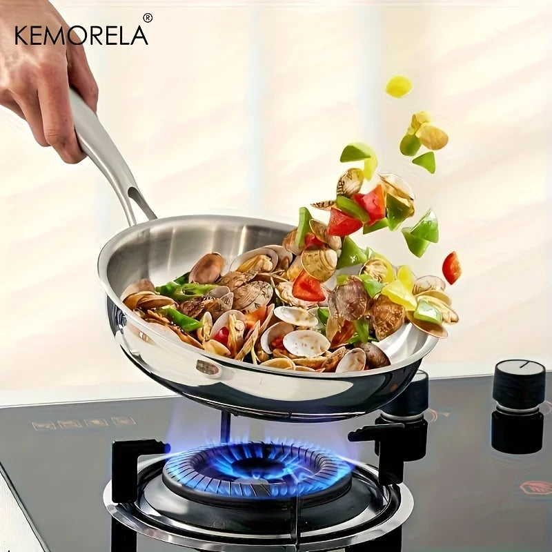 KEMORELA 3-Piece Stainless Steel Non-Stick Frying Pan Set