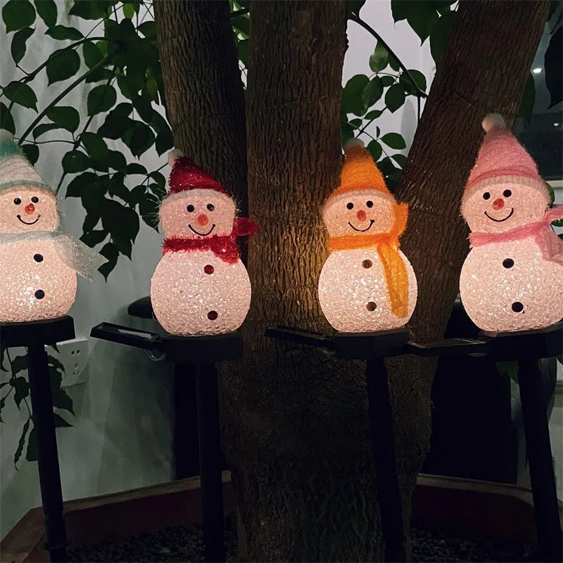 Solar Christmas Snowman Ground Insert Lawn Light Outdoor Festival