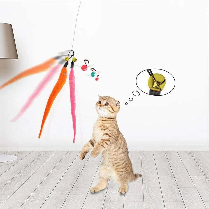Worm Cat Teaser Toy Replacement Heads – Plush Wand Refills