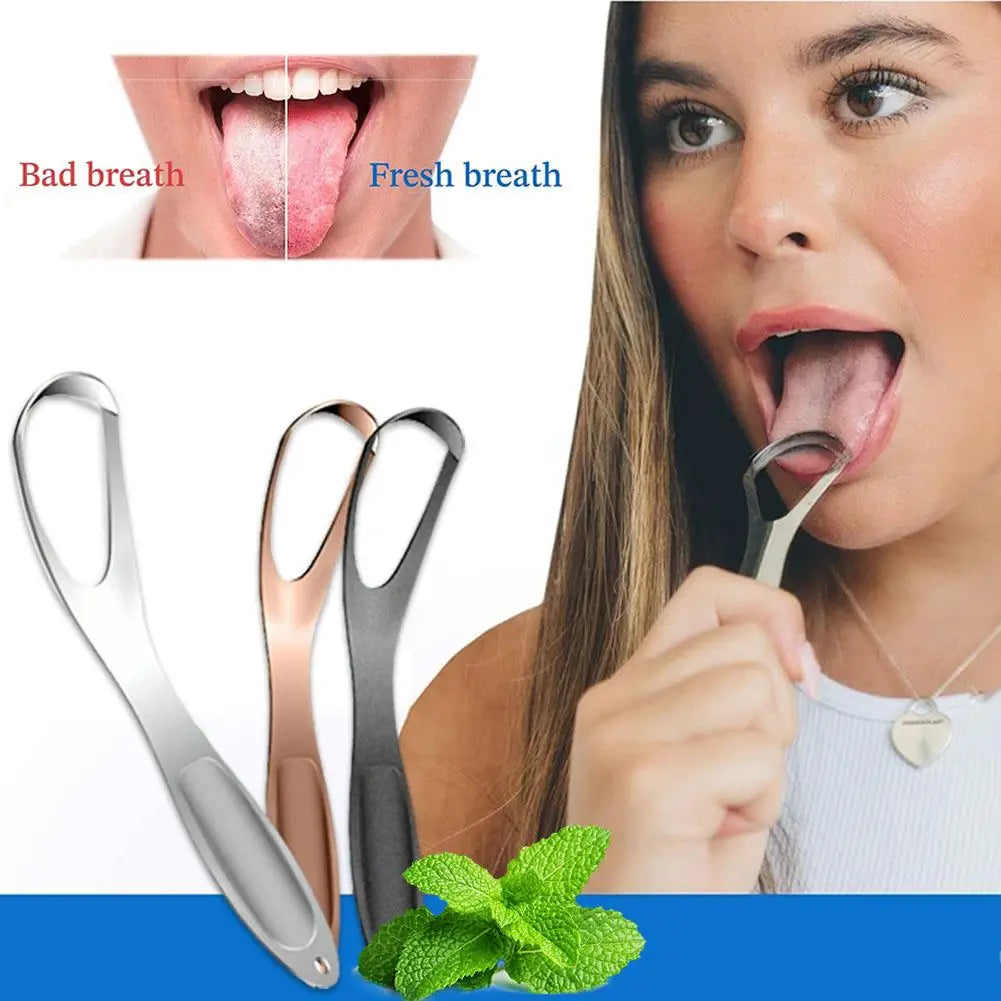 Stainless Steel Tongue Scraper Fan-shaped Cleaner Fresh Breath Oral