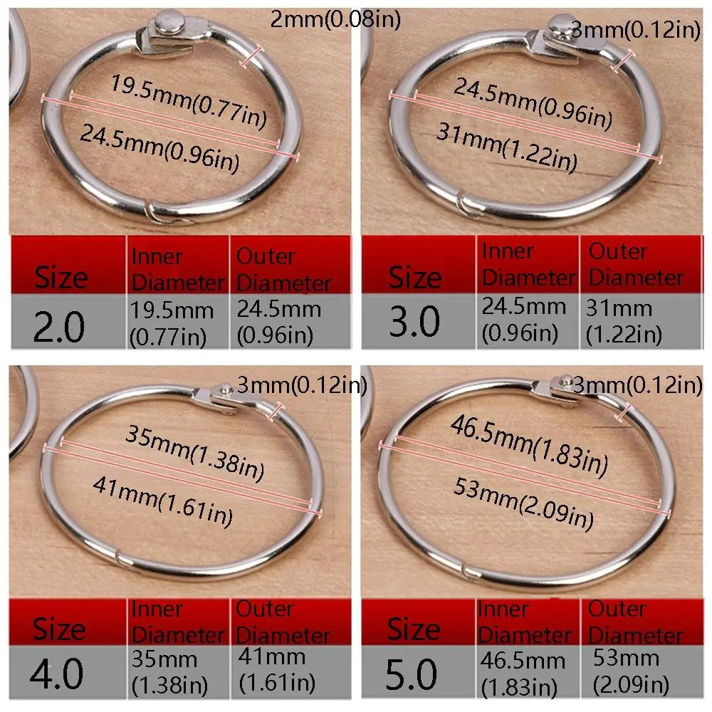 Metal Binder Rings 50/100 Pcs – Assorted Sizes Split Rings