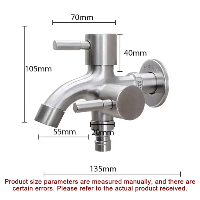 Multifunction Double-outlet Washing Machine Faucet 304 Stainless
