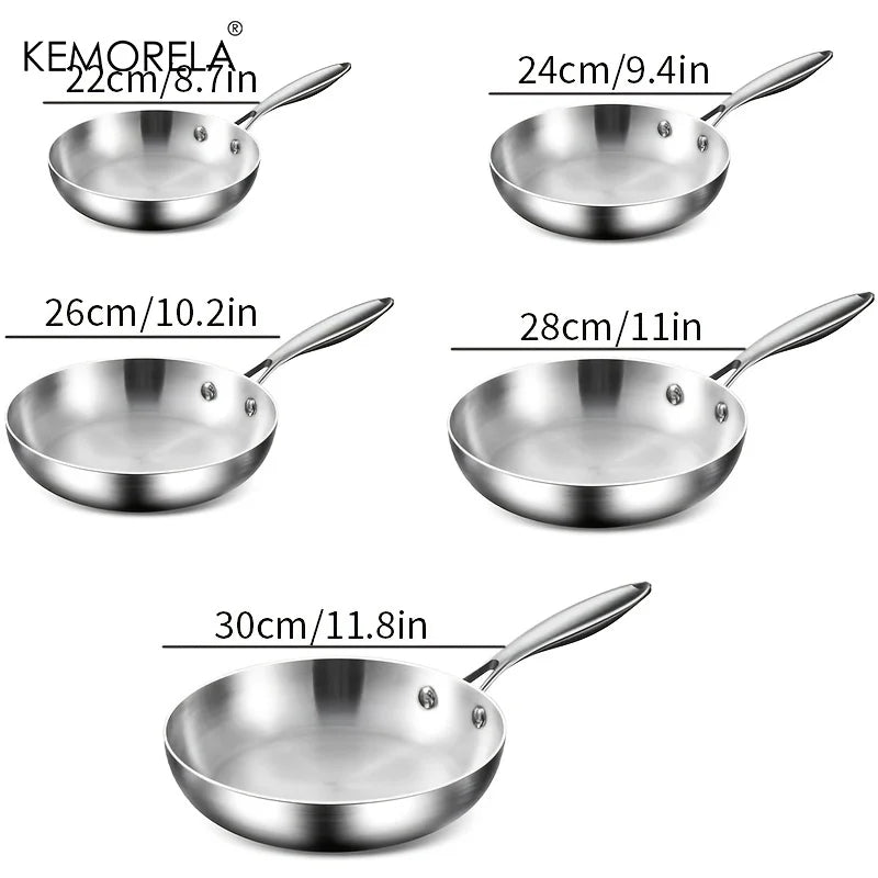 KEMORELA 316 Stainless Steel Frying Pan & Silicone Spatula