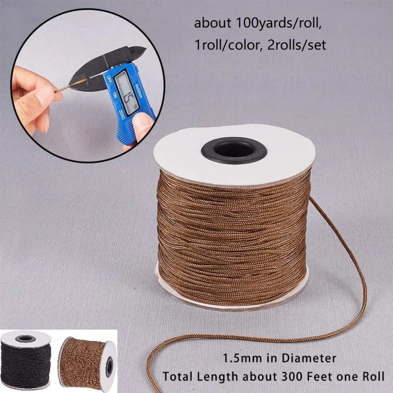 0.1mm Nylon Beading Thread 100 Yards – Black & White Cord