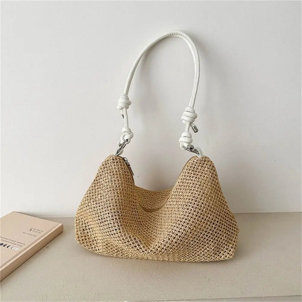 Women's Handmade Woven Straw Tote Bag – Rattan Beach Shoulder Bag