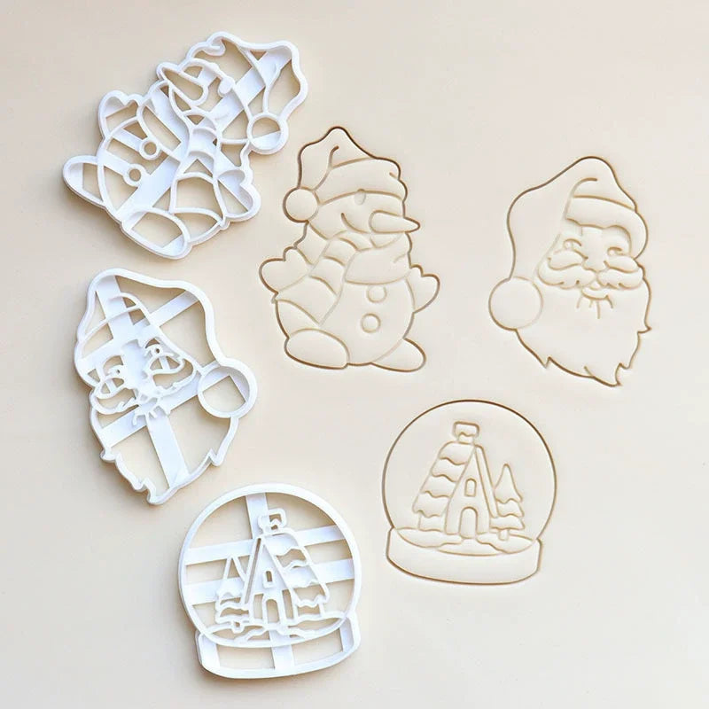 Christmas Gingerbread Cookie Cutters DIY Snowflake Santa Plastic Mold