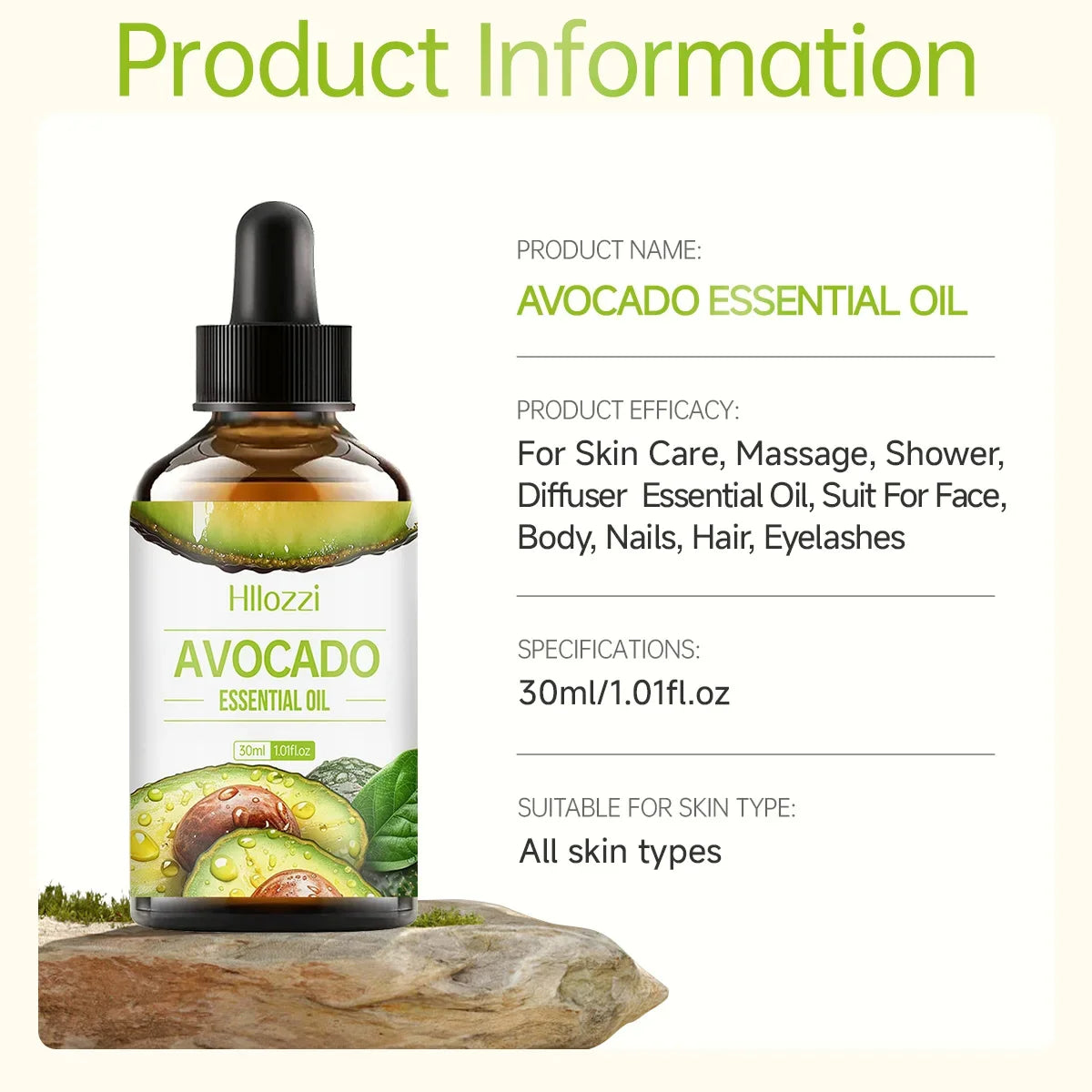 Hllozzi 30ml Avocado Essential Oil – Skin, Hair & Aromatherapy